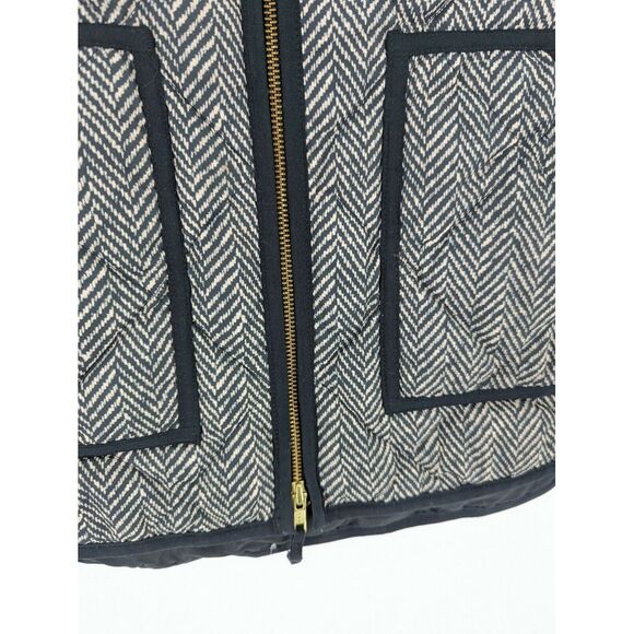 Women's J. Crew Quilted Down Herringbone Puffer Vest, Black & White, Small - Picture 2 of 7